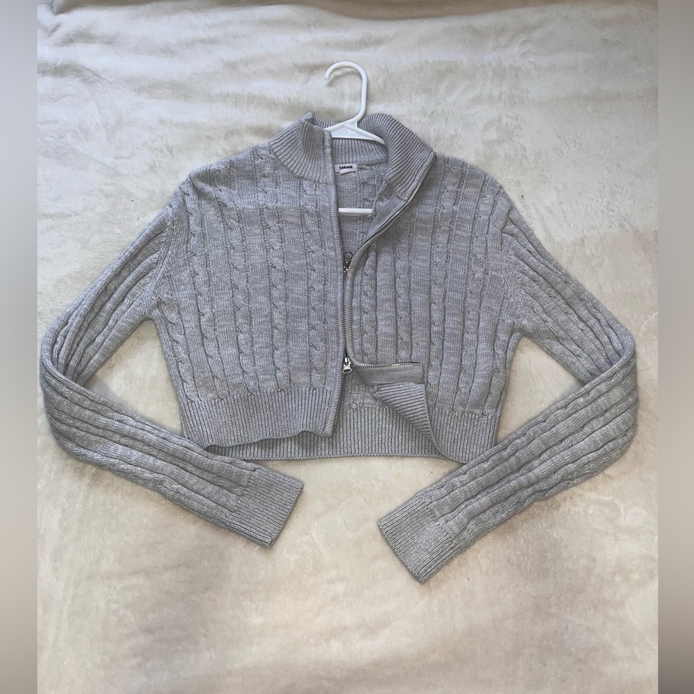 Knit zip up sweater